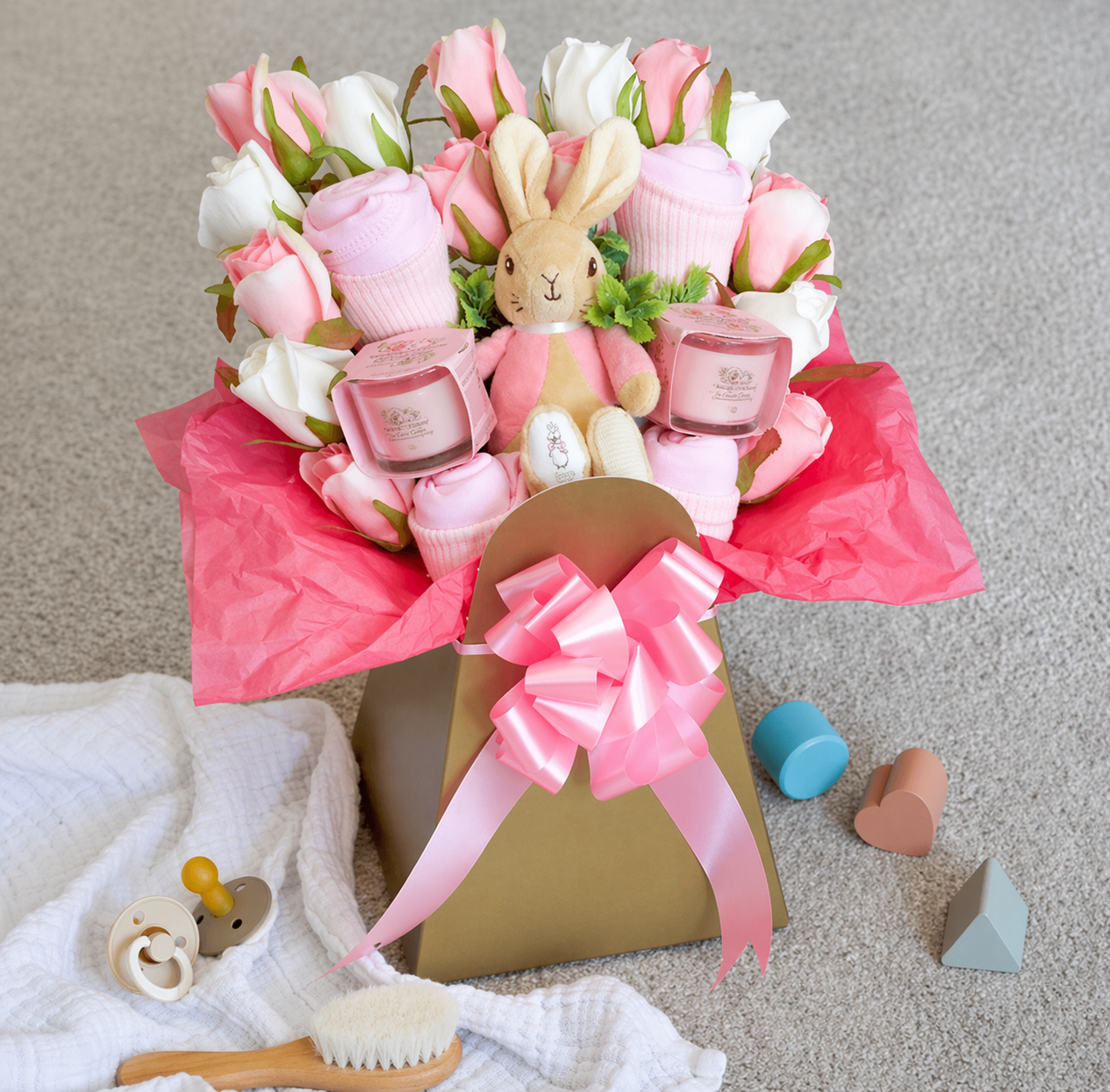 NEW BABY GIRL CLOTHING AND YANKEE CANDLE BOUQUET