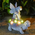 Solar Turtle Statue with Solar Light Flower Fairy Angel Garden Ornament