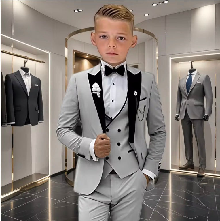 Velvet Collar Suit Set for Boys