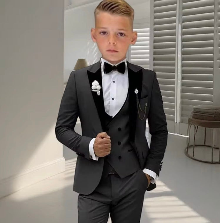 Velvet Collar Suit Set for Boys