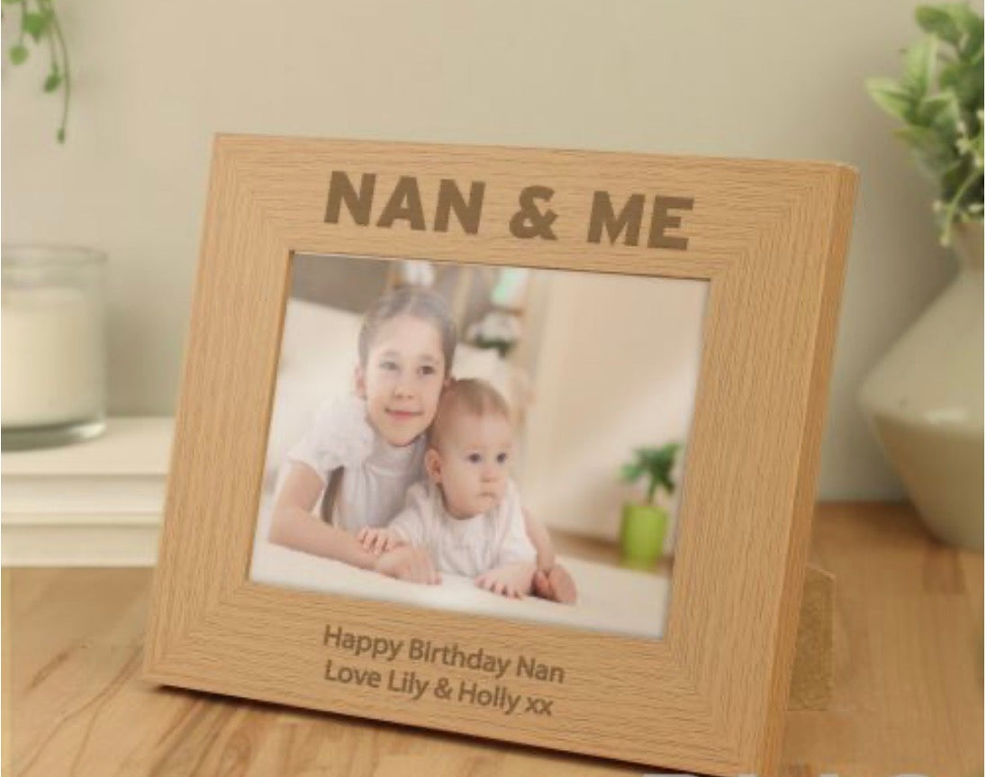 Personalised Nan & Me 5x7 Landscape Oak Finish Photo Frame