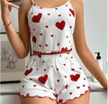 Cute Heart Print Ribbed Pyjama Set 💖