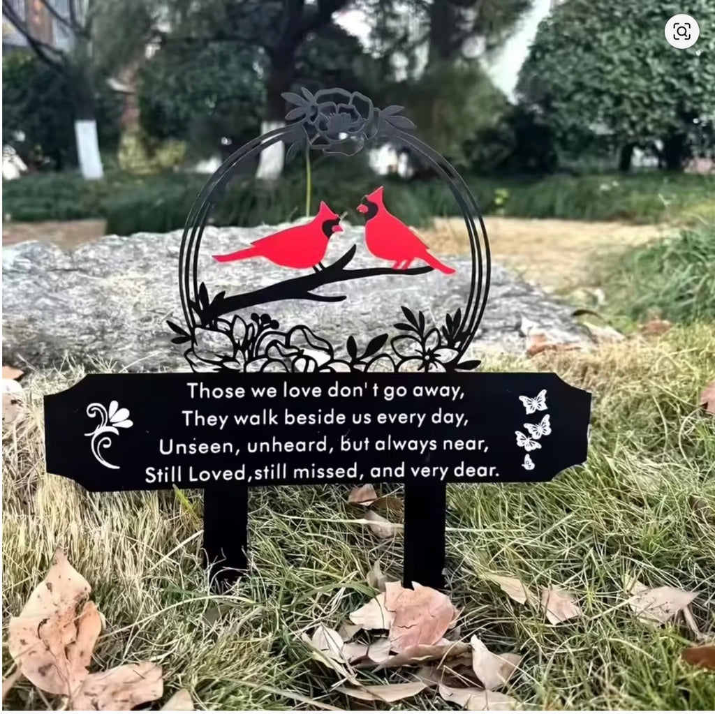 Cardinal Birds Memorial Plaque Stake