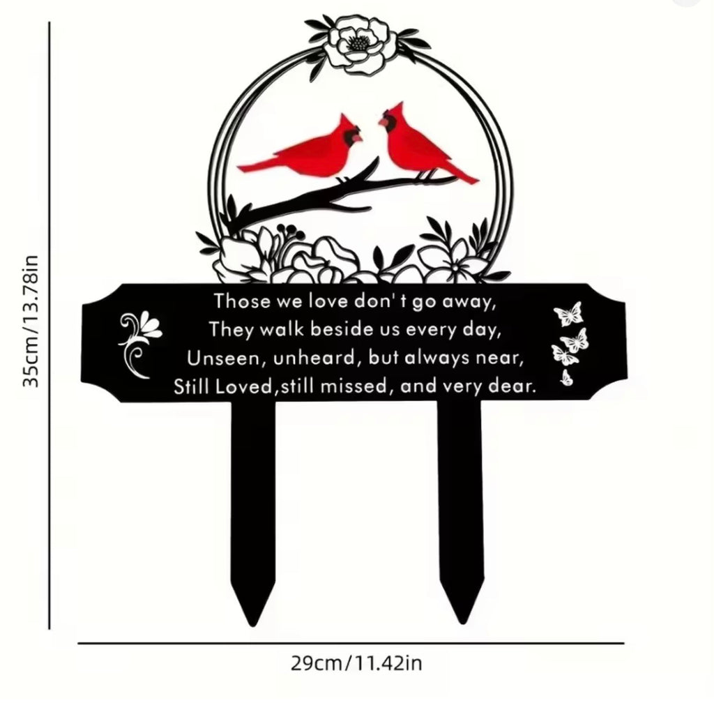 Cardinal Birds Memorial Plaque Stake