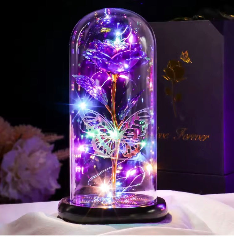 Galaxy Glass Rose Flower, Forever Eternal Crystal