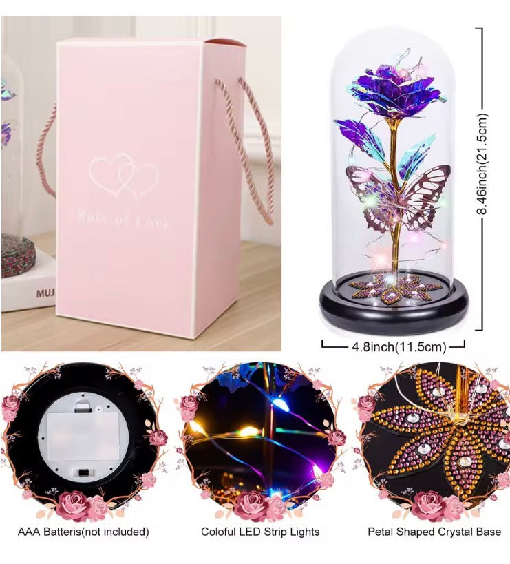 Galaxy Glass Rose Flower, Forever Eternal Crystal