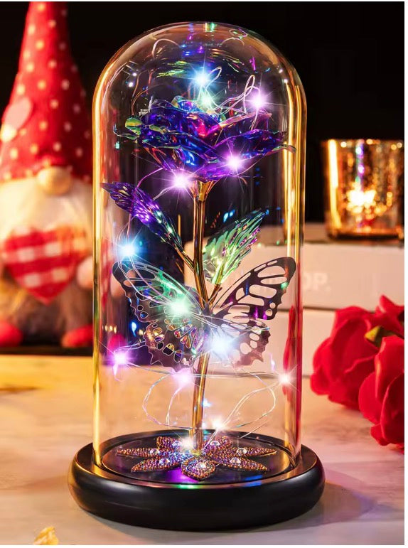 Galaxy Glass Rose Flower, Forever Eternal Crystal