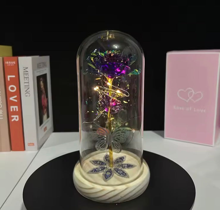 Galaxy Glass Rose Flower, Forever Eternal Crystal