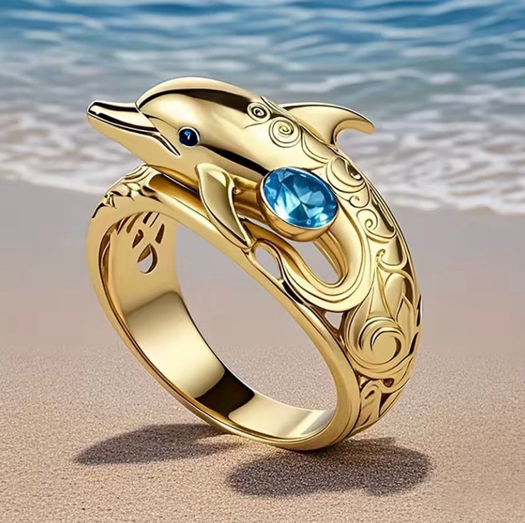 Huitan Chic Dolphin Design Finger Ring