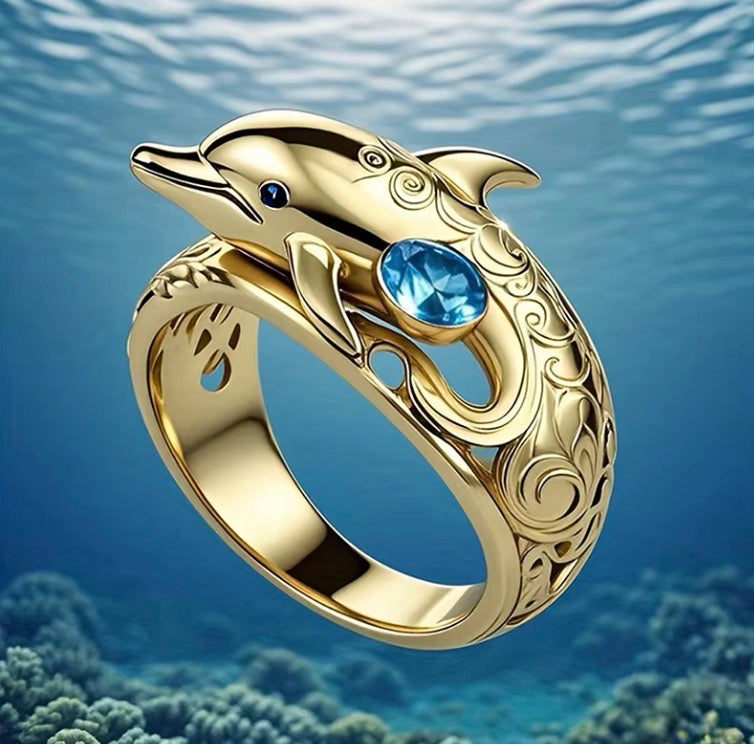 Huitan Chic Dolphin Design Finger Ring