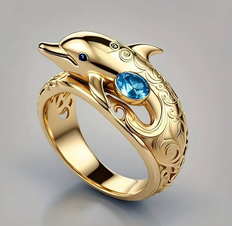 Huitan Chic Dolphin Design Finger Ring