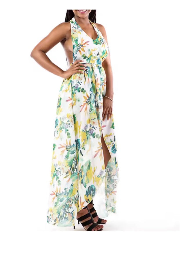 Women's Sleeveless Floral Print Maxi Dress