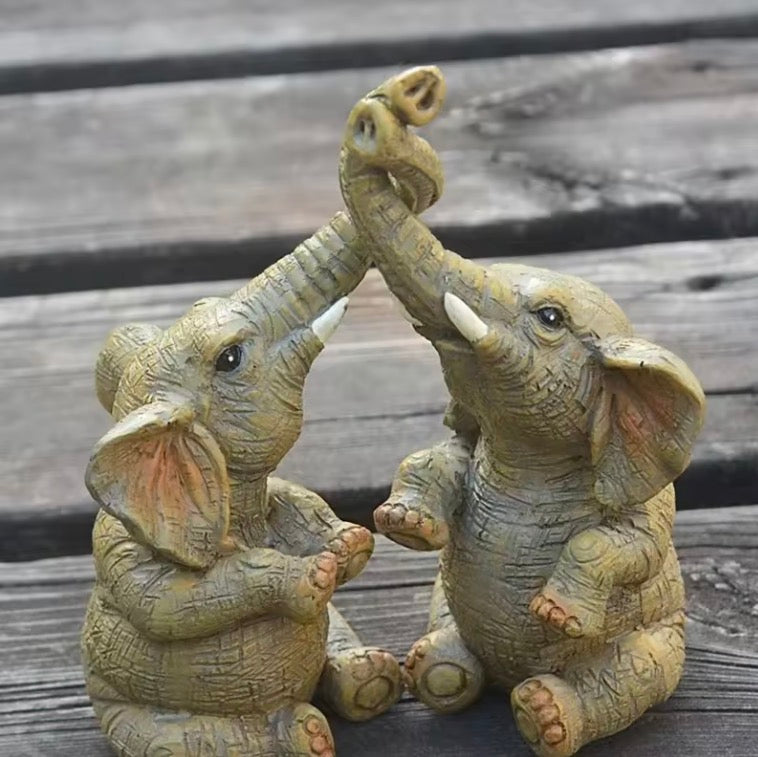 Elephant Couple Figurine