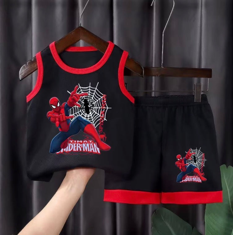 Kids Spider Hero Summer Outfit Set.