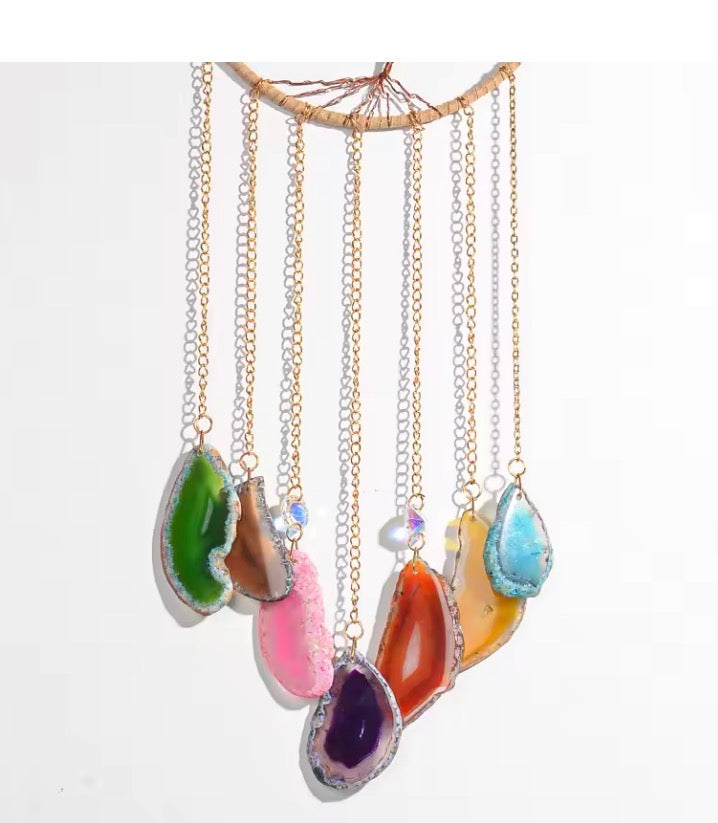 Tree of Life 7 Chakra Stone Dream Catcher Healing Crystal Gift