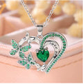 Female Crystal White Green Zircon Stone Heart Butterfly Pendant