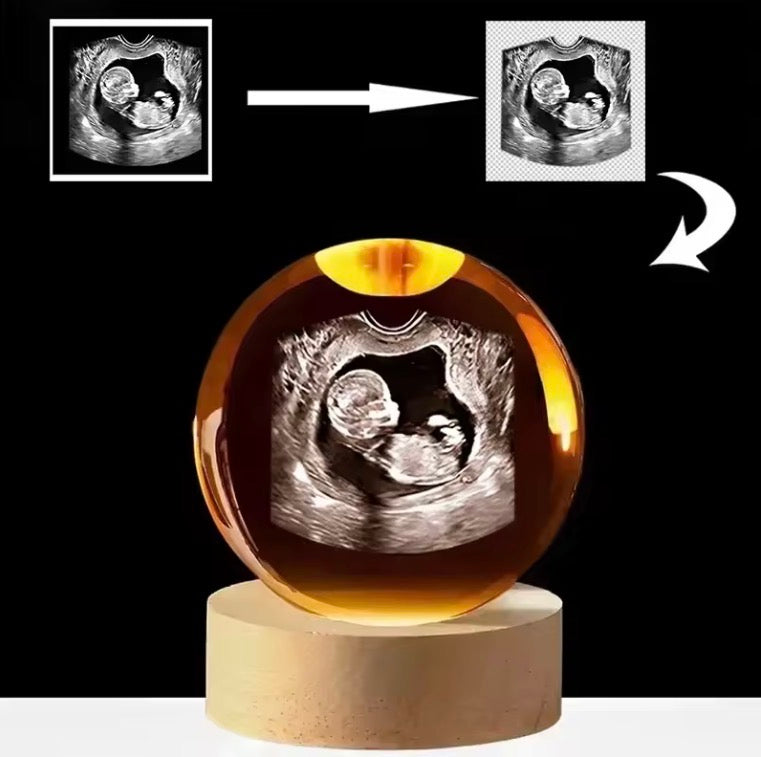 Ultrasound Baby Photo Personalised Crystal Ball 2D