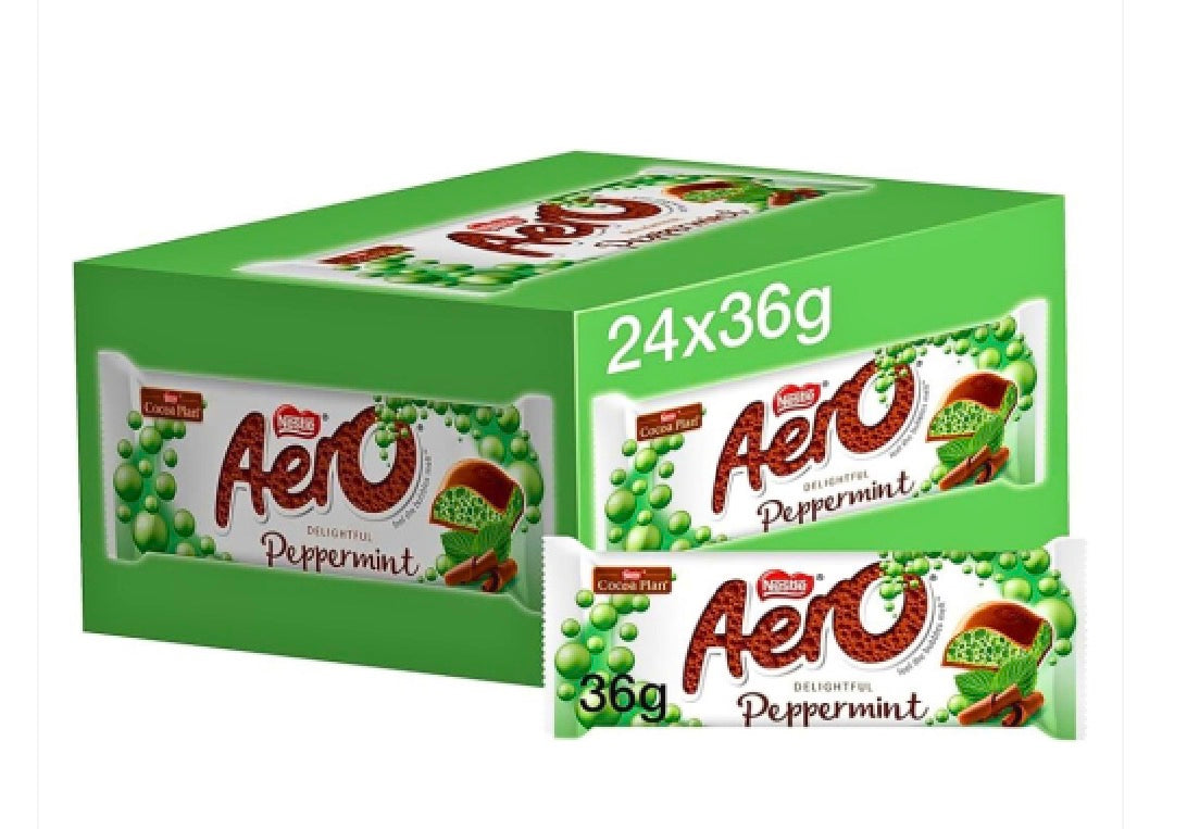 Nestlé Aero Bubbly Peppermint Chocolate Bars 24 x 36g