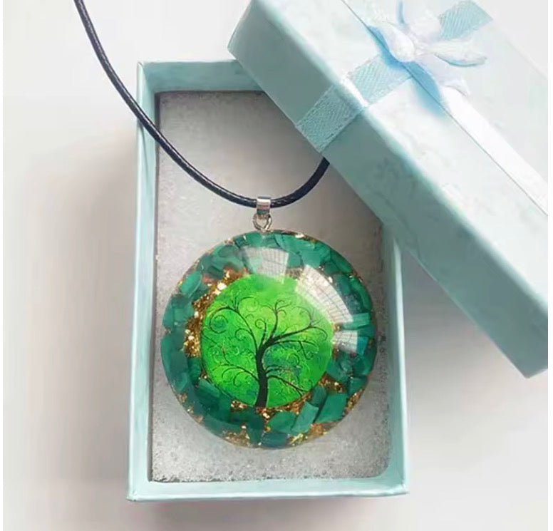 Orgonite Energy Pendant Green Malachite Tree of Life