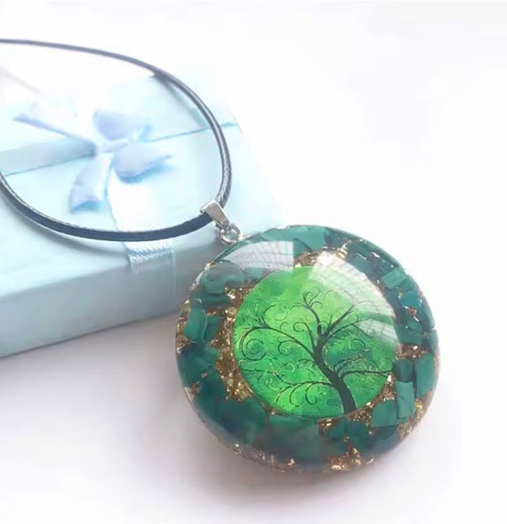 Orgonite Energy Pendant Green Malachite Tree of Life
