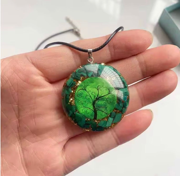 Orgonite Energy Pendant Green Malachite Tree of Life