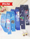 Girls 5 Sets Of Fashion Casual Soft Leggings