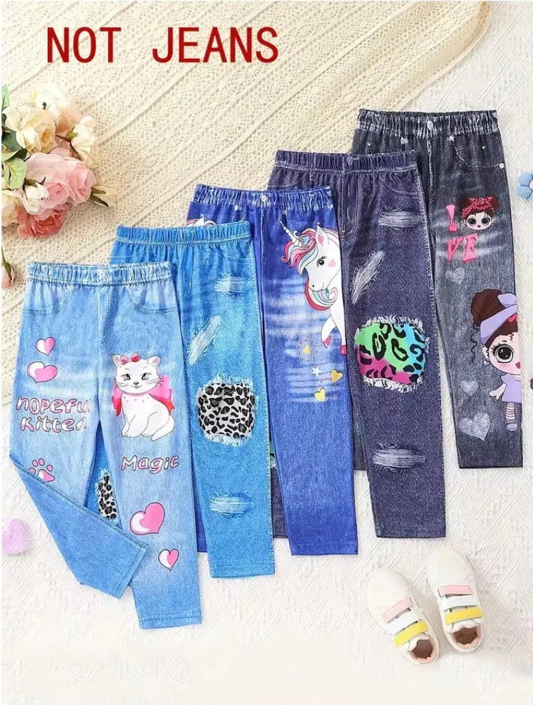 Girls 5 Sets Of Fashion Casual Soft Leggings