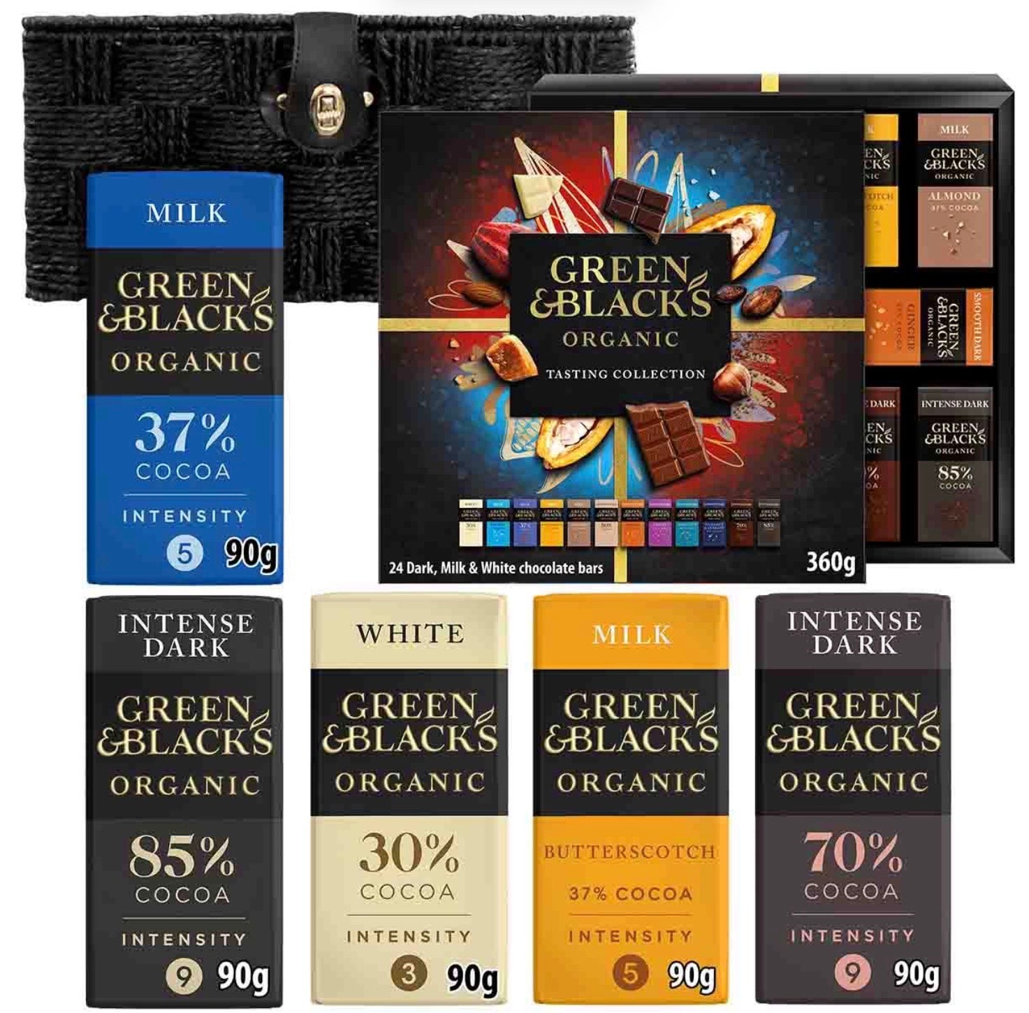 GREEN & BLACK'S ORGANIC CHOCOLATE LOVERS HAMPER BASKET