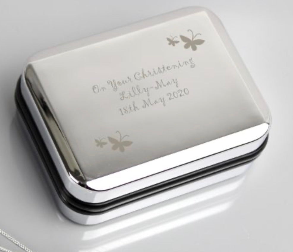 Personalised Butterfly Sterling Silver Heart Necklace and Box
