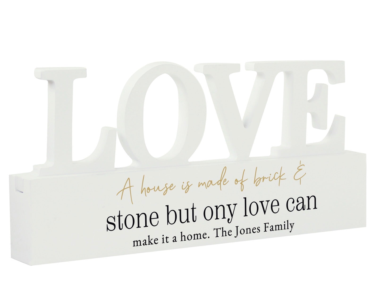 Personalised Black & Gold Free Text LOVE Word Plaque