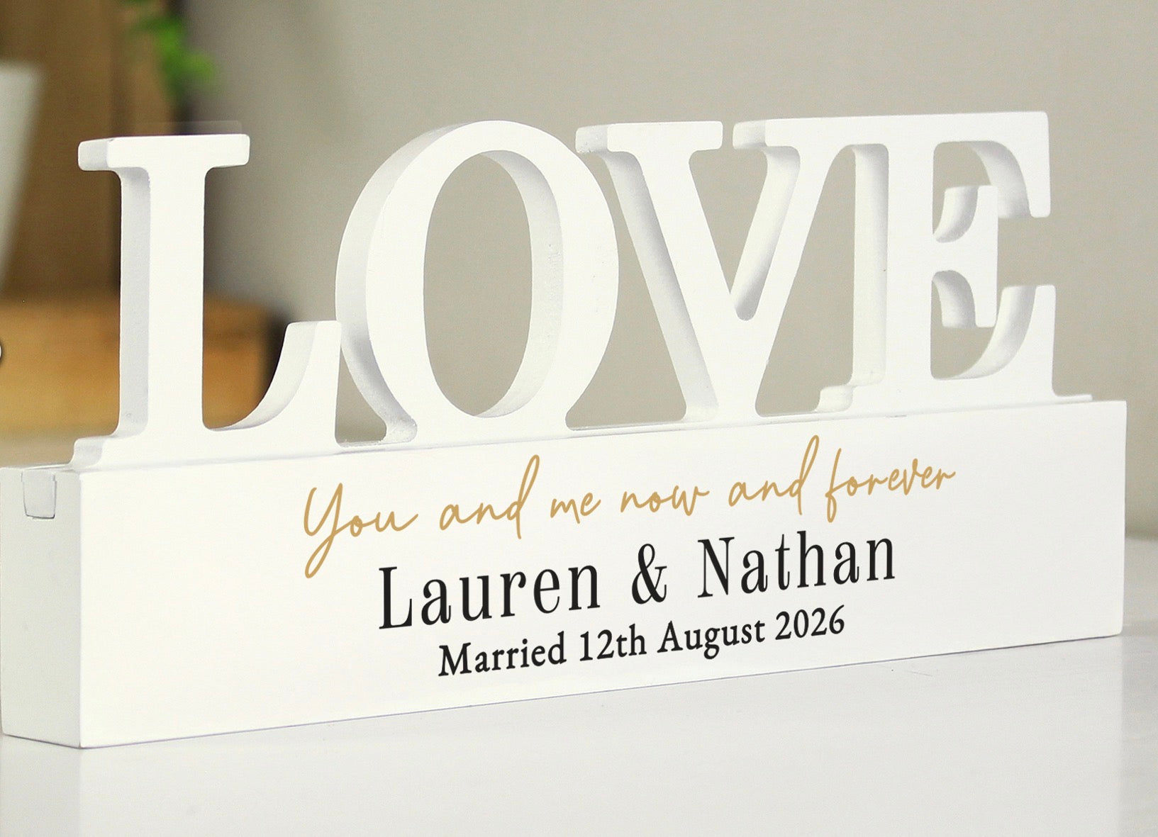 Personalised Black & Gold Free Text LOVE Word Plaque