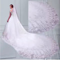 Wide Tail Single Layer Sequin Lace Bridal Wedding Veil