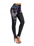 Skinny High Waist Women Pants Butterfly Print