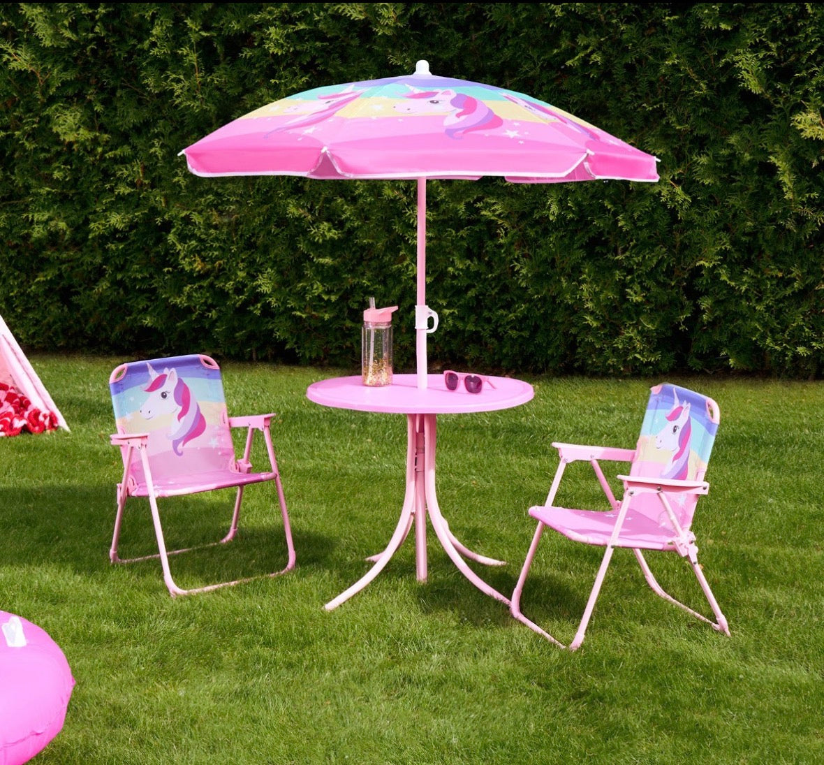 Kids Pink Outdoor Table & Chairs