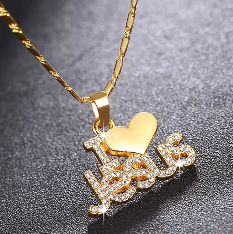 Trendy Letter I LOVE JESUS Shape Pendant Necklace
