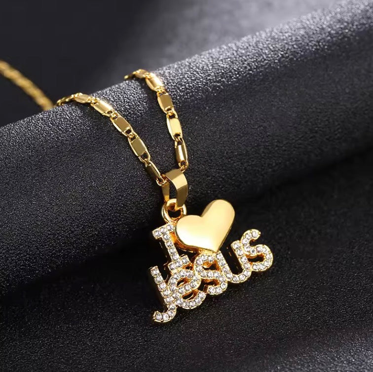 Trendy Letter I LOVE JESUS Shape Pendant Necklace