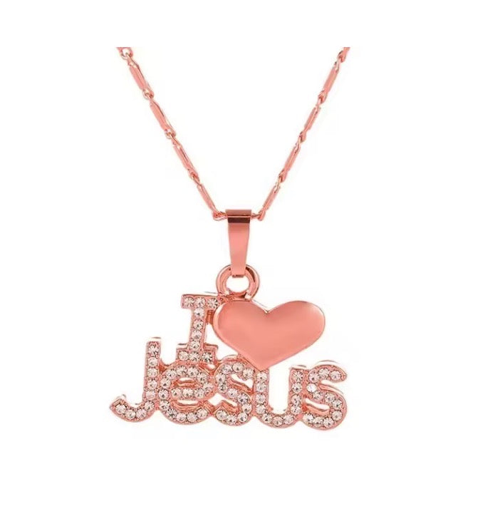 Trendy Letter I LOVE JESUS Shape Pendant Necklace