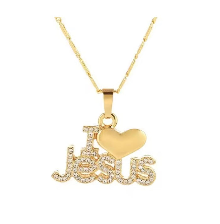 Trendy Letter I LOVE JESUS Shape Pendant Necklace