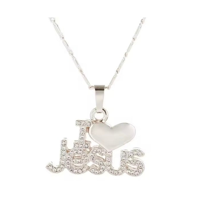 Trendy Letter I LOVE JESUS Shape Pendant Necklace