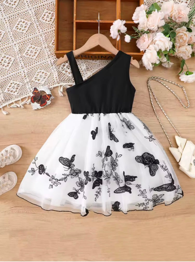 Summer Girl Dress Lace Butterfly Mesh