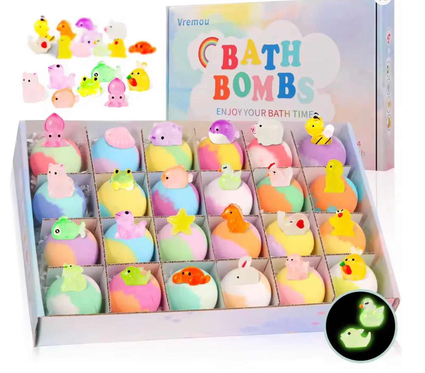 15pcs/24pcs Kids Bath Bombs Gift Set with Surprise Toys Inside