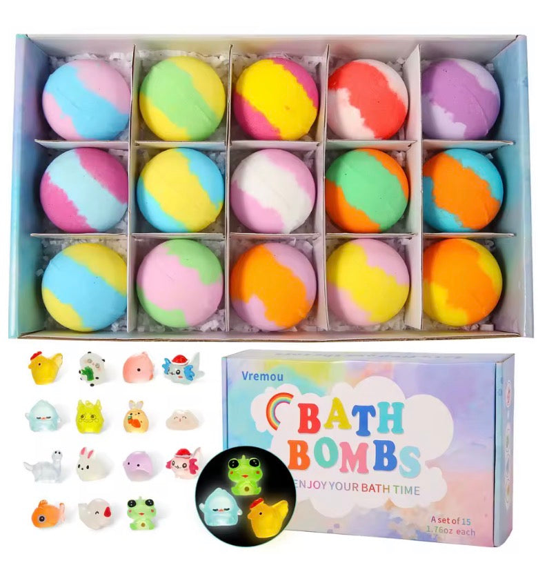 15pcs/24pcs Kids Bath Bombs Gift Set with Surprise Toys Inside