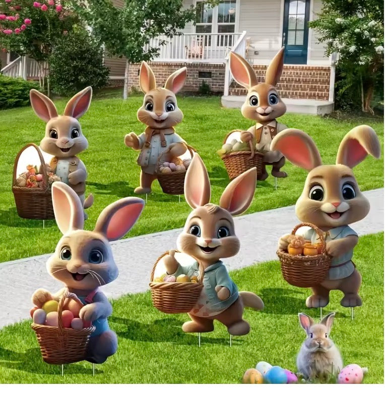 6 Piece Vintage Easter Bunny Decoration Set