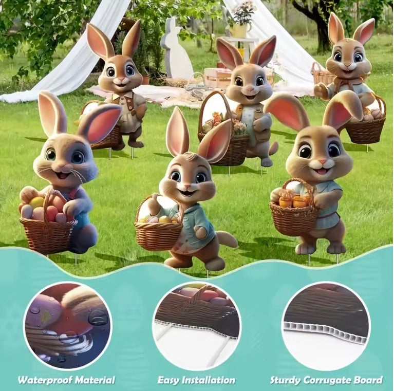 6 Piece Vintage Easter Bunny Decoration Set