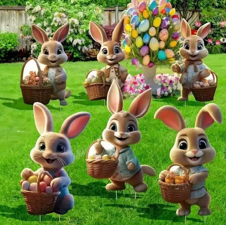 6 Piece Vintage Easter Bunny Decoration Set