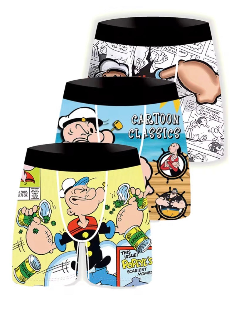 3 Pack Popeye Cartoon Boxer Shorts