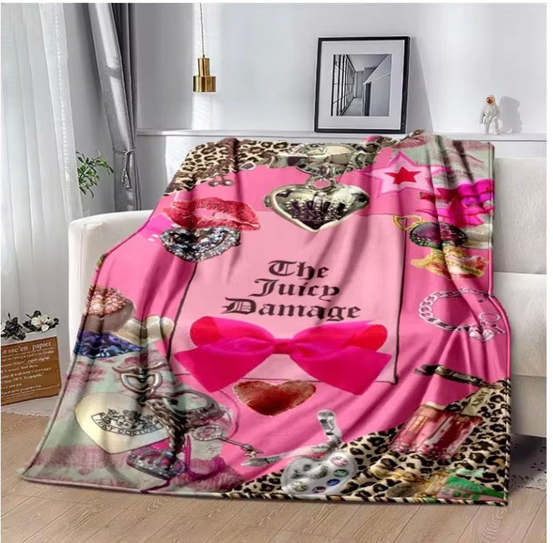 Juicy Couture Pink Crown Fleece Blanket