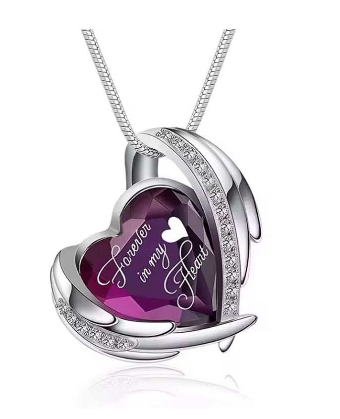 Memorial Cremation Heart Urn Necklace - Birth Month Colour