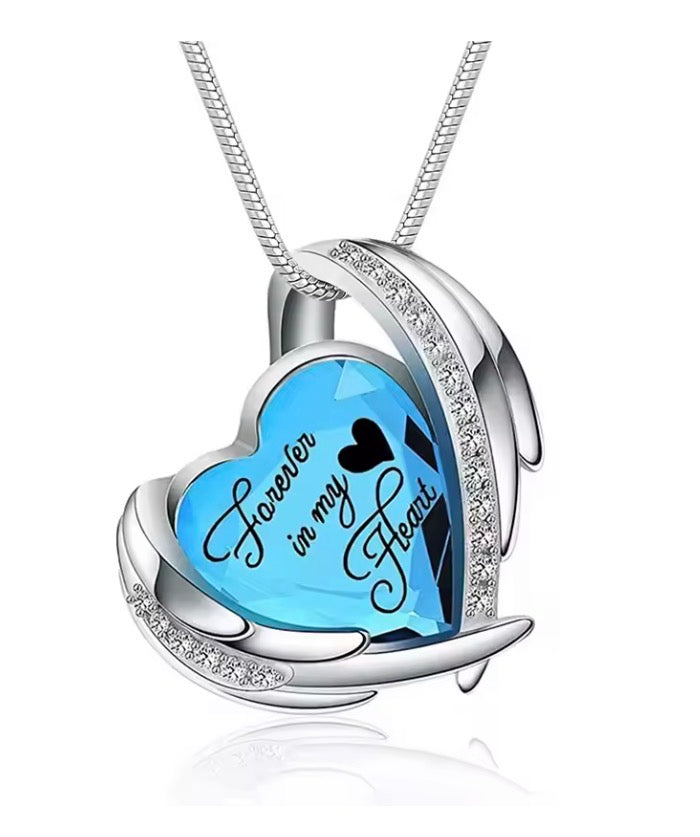 Memorial Cremation Heart Urn Necklace - Birth Month Colour