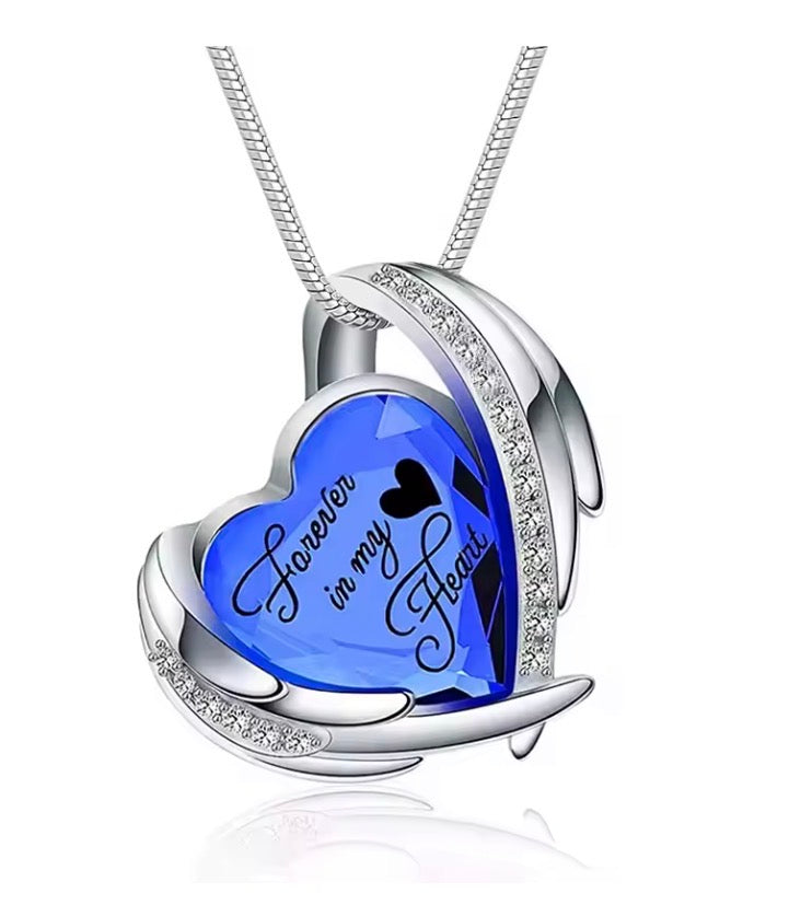 Memorial Cremation Heart Urn Necklace - Birth Month Colour